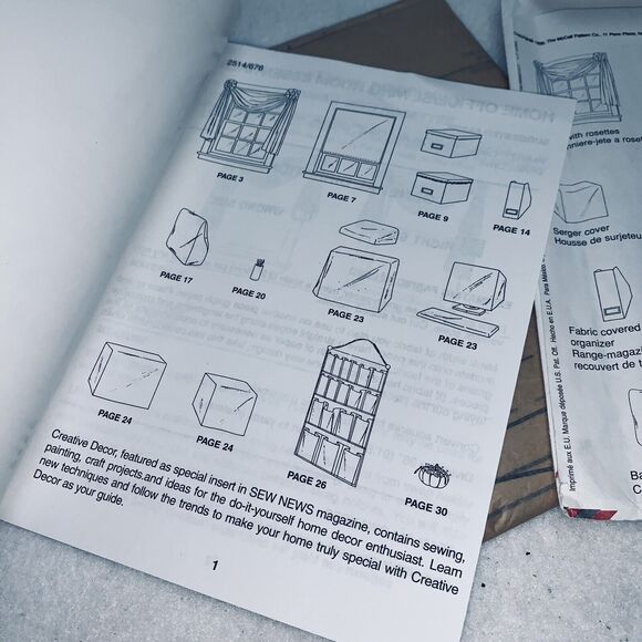 McCall's Pattern 2514 Home Decor Creative Office Organizers Covers Window Shade - Picture 4 of 6